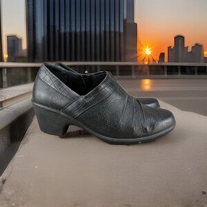 ✅Easy Street Comfort Wave Shoes Womens 7W Black Faux Leather Side Zip Booties